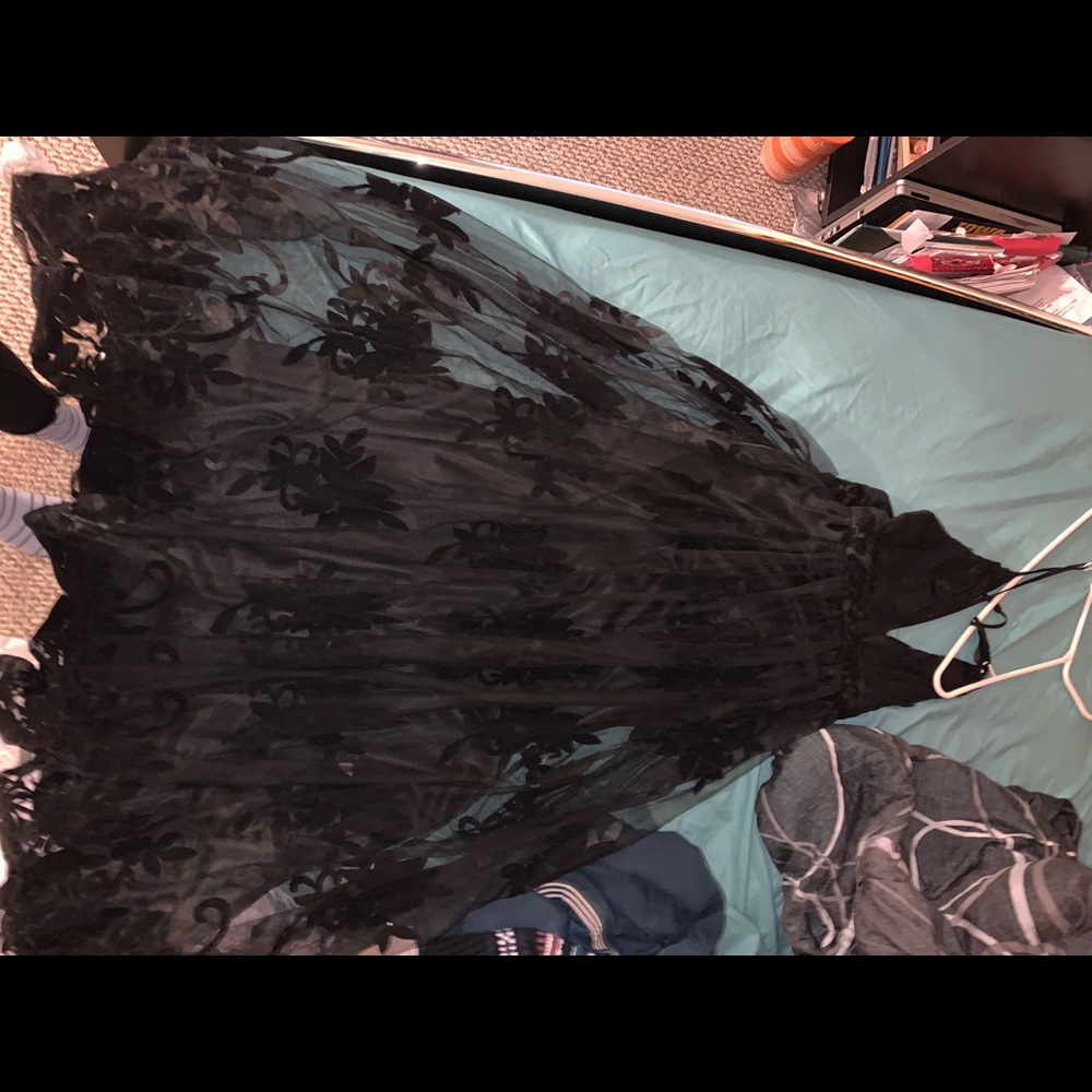 Black Embroidered Formal Dress